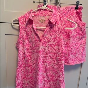 Lilly Pulitzer Luxletic Size XS Imara Polo And Skort In Pink Blossom Foxy Llama